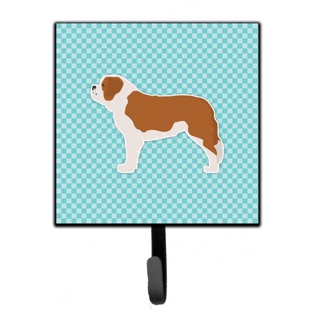 Carolines Treasures Saint Bernard Checkerboard Blue Leash or Key Holder BB3776SH4